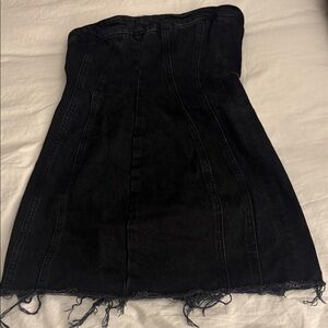 Zara Black Strapless Mini Denim Dress
